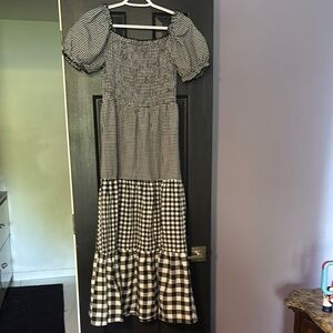 Black and White Gingham Maxi Dress